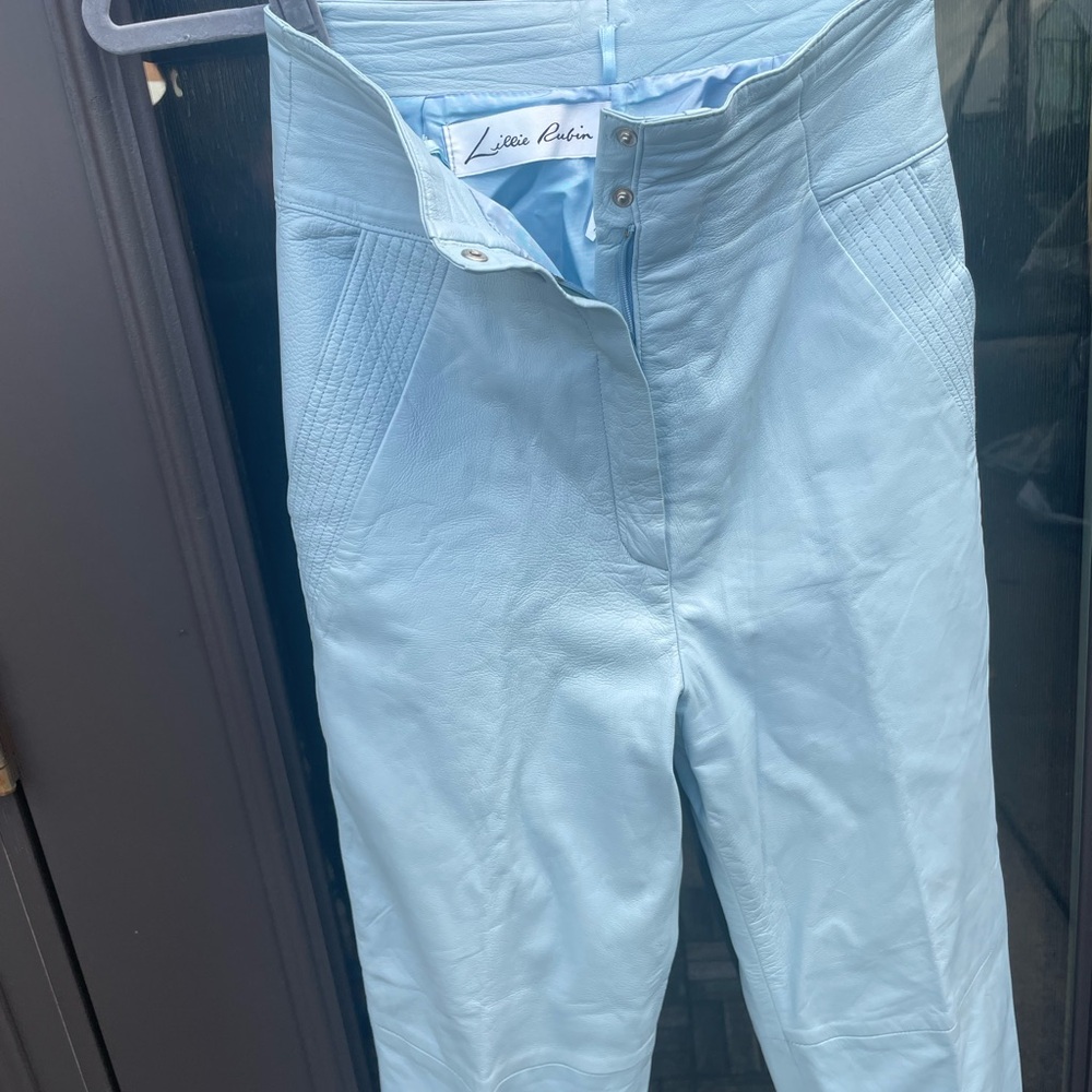 Lillie Rubin Light Blue Leather Pants